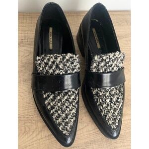 Zara Patent Leather Tweed Loafer [US 36]